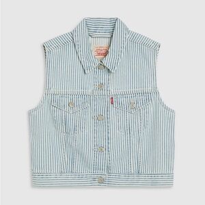 Levi's Light Blue Striped Denim Vest